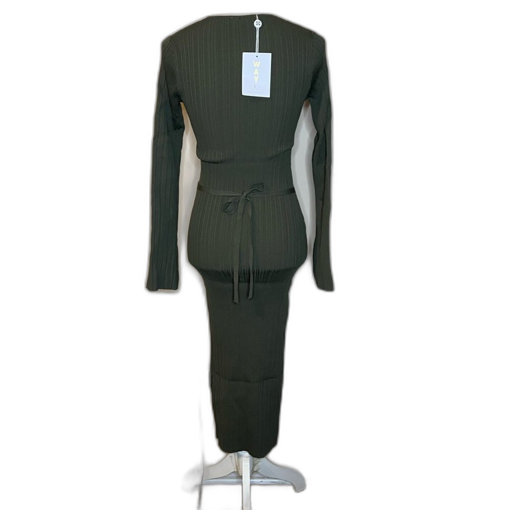 WAYF Olive Green Ribbed Knit Dress - Picture 4 of 6